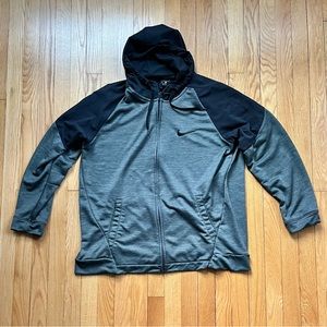 Nike Dri-Fit Men’s Moisture Long Sleeve Full Zip Hoodie Jacket XL Gray Black